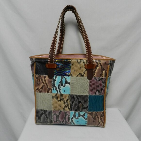 Consuela Classic Sadie Embroidered Patchwork tote bag purse Leather Large - Picture 4 of 16